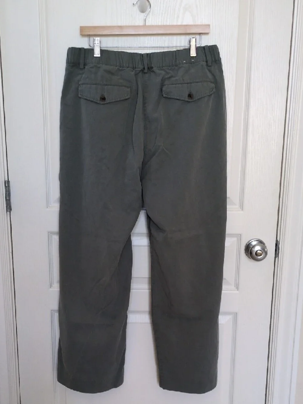 Banana Republic Olive/Gray Wide Leg Cotton & Tencel Pants